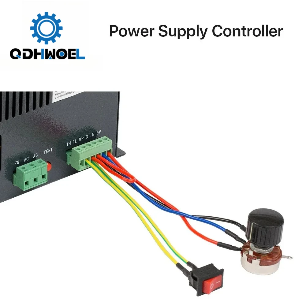 QDHWOEL Adjustable Resistor Controller With Knob And Switch For CO2 Laser Power Supply Testing