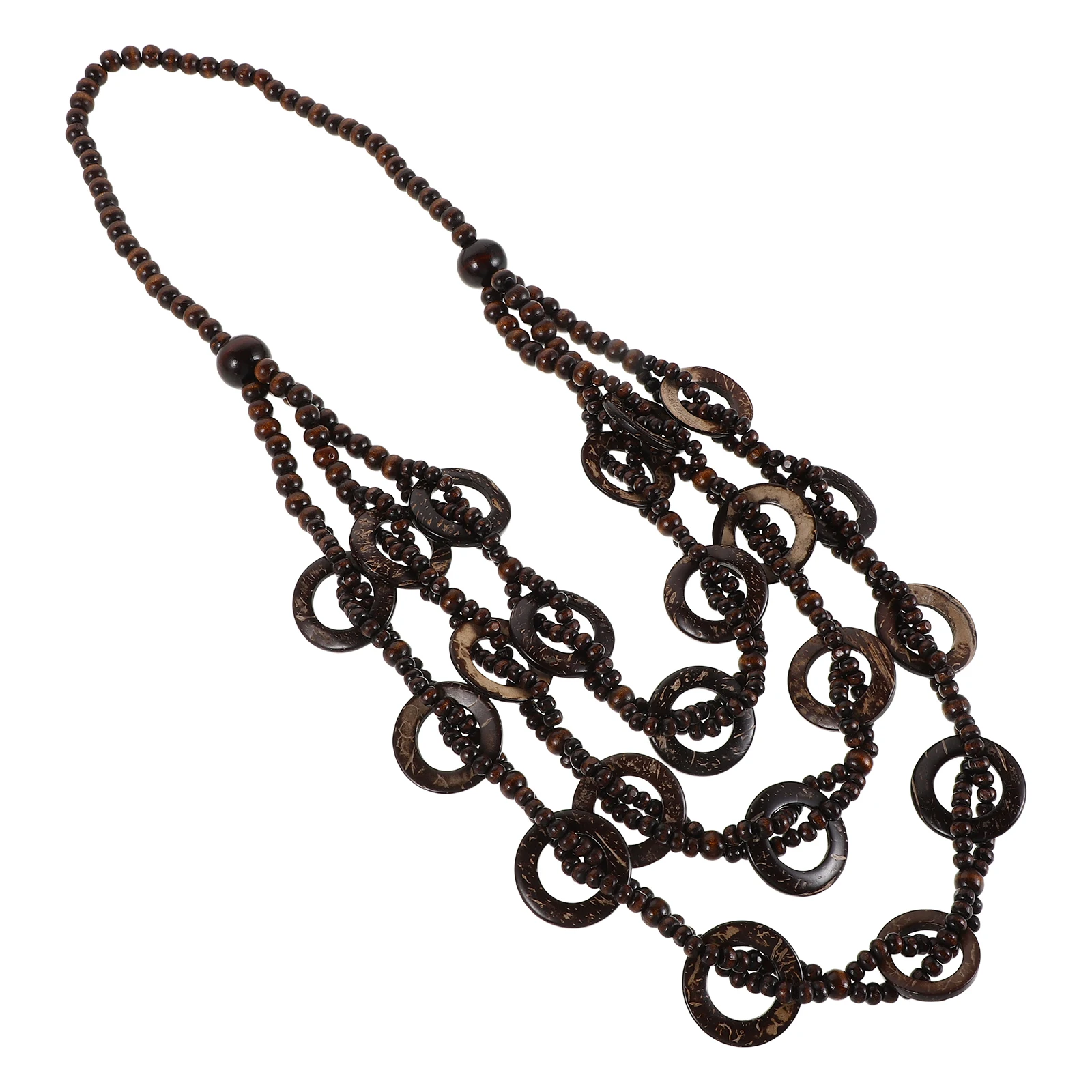 

Boho Multi Layer Necklace For Women Handmade Coconut Shell Beads Ethnic Chunky Beaded Wooden Necklace Summer Tropical