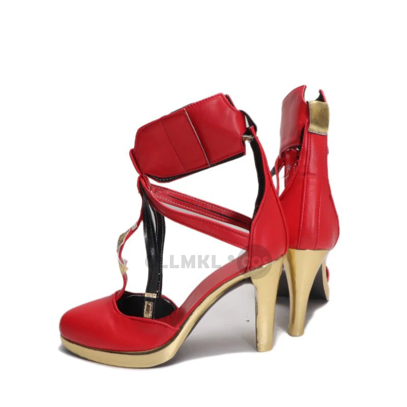 Game Wuthering Waves Phrolova Cosplay Shoes Boots Red PU Leather High Shoes Halloween Roleplay Party Accessories For Women Girls