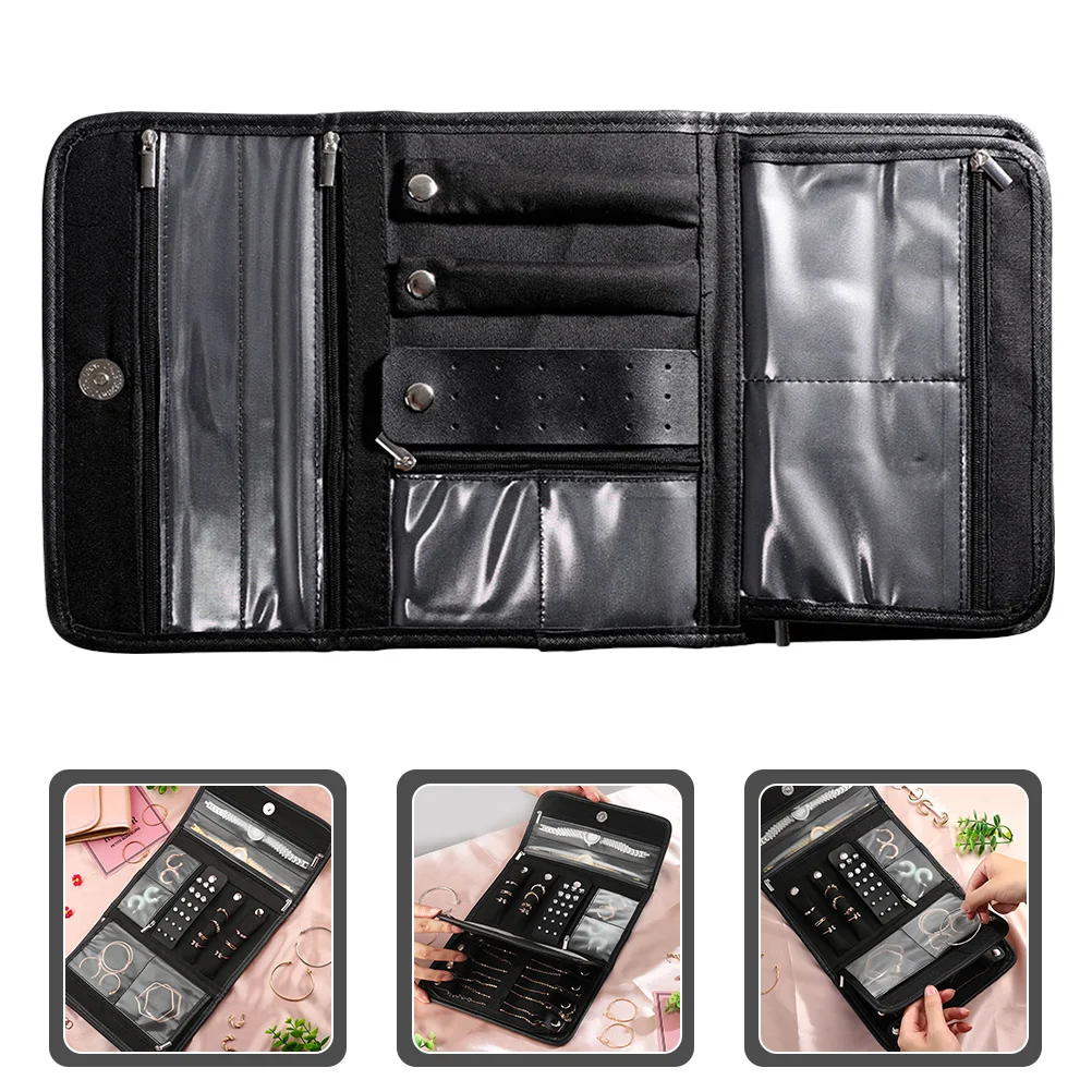 

Storage Box Foldable Jewelry Bag Travel Multifunction Organizer Polyester Cotton Zipper Bags Necklace