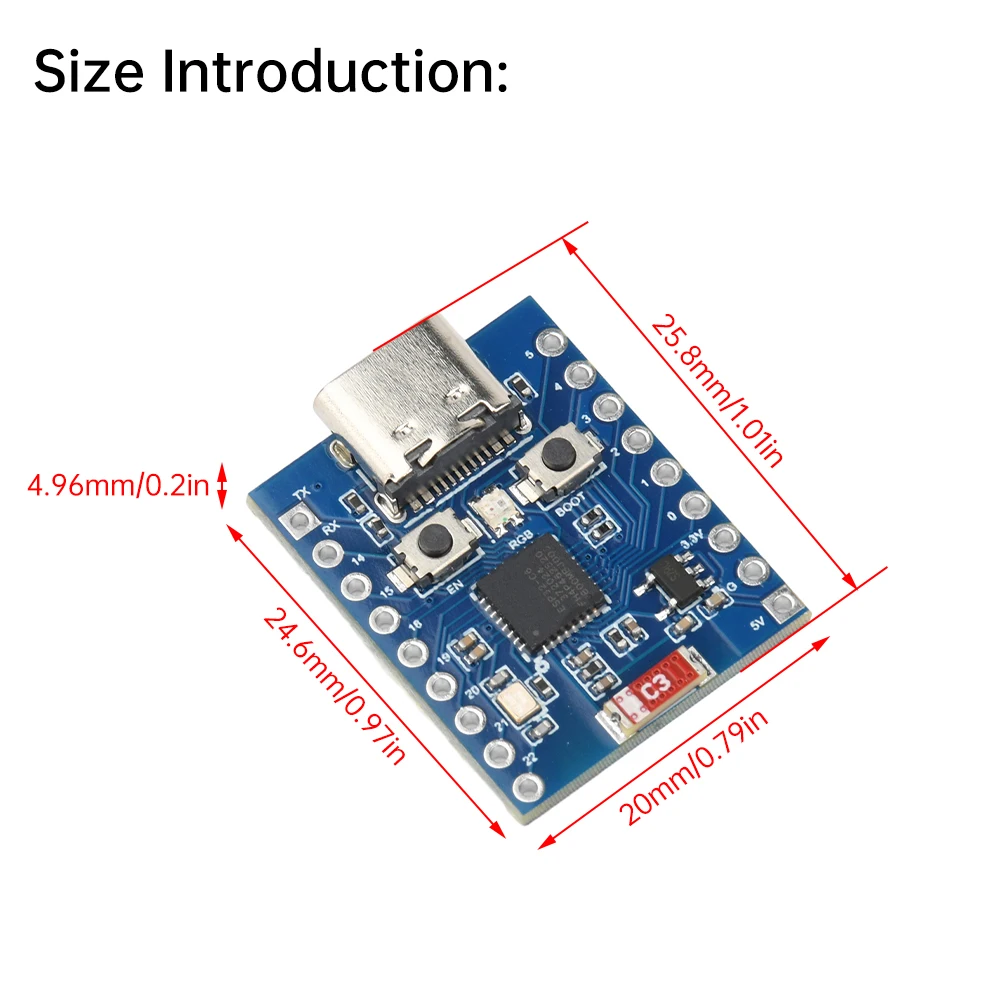 ESP32-C6-TINY Mini Development Board Tiny SuperMini Board Esp32-C6Fh4 Wifi BT Module Bluetooth5.0 Type C ﻿