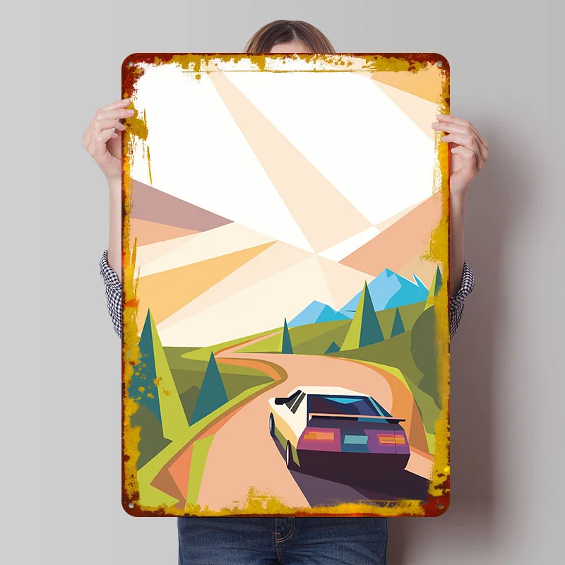 Póster Metálico Retro de Coche para Viajes por Carretera, Arte de Pared Personalizado, Letreros Vintage de Hojalata para Cueva del Hombre, Artículos de Decoración de Lujo para el Hogar, Decoración de Pared