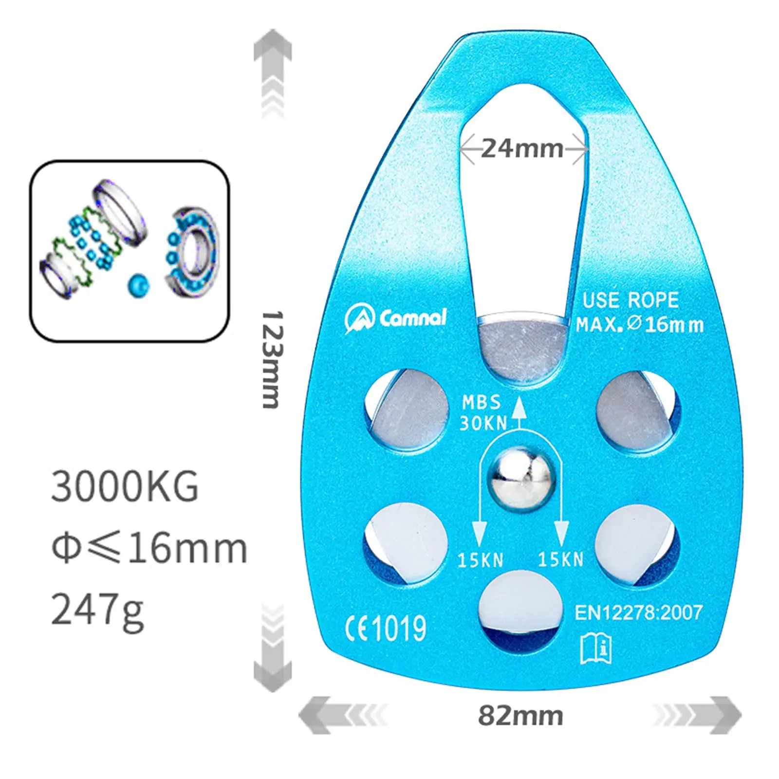 

Pulley Fits 16mm 5/8'' Ropes 7075 Aluminum Pulleys Single Roller
