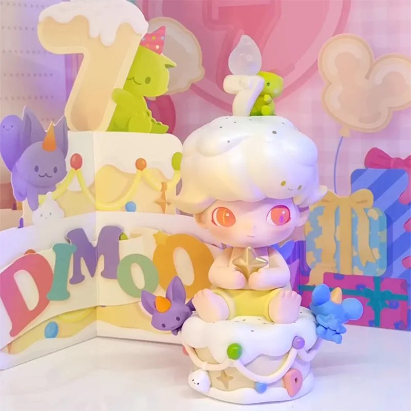 Original 7th Happy Birthday Series Dimoo Action Figure Toys Limited Edition Kawaii Dimoo 100% Figure Doll Toy For Girls