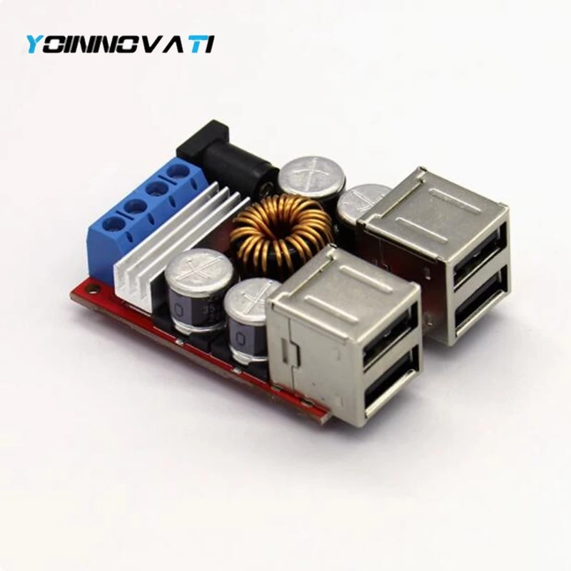 YT 1PCS DC-DC Vehicle Charging Board 8V-35V 5V 8A Power Supply Depressurization Module 2 4 port USB Output mobile Charger