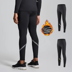 Men Compression Thicken Velvet Winter Warmer Running Pants Tights Sports Basketball Hiking Underwear Gym Yoga Fitness Leggings