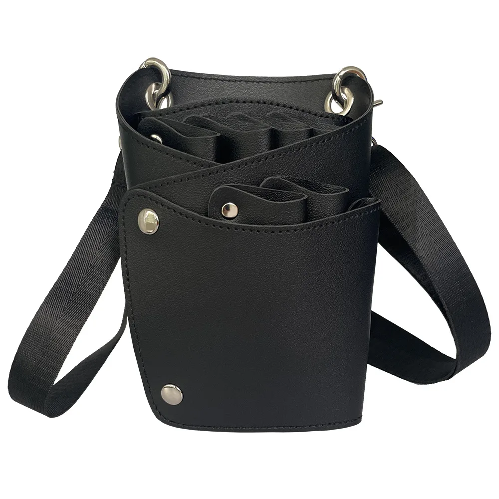 プロ用6ポケットPUヘアシザーバッグ、コームケース、ウエストパック、メッセンジャーバッグ、ポーチホルダー、理髪店、ヘアカットシザーバッグ