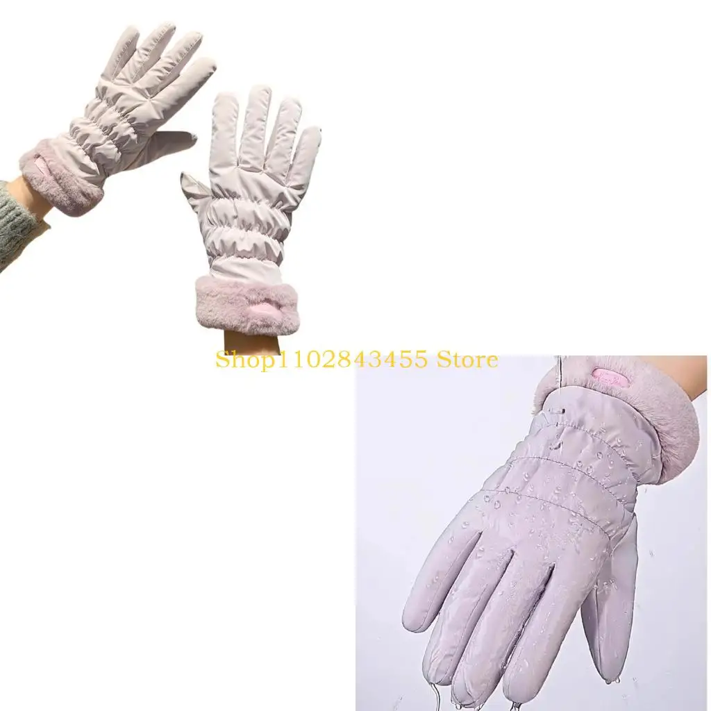 49MC Soft Furry Lining Plush Gloves Touchable Screen Function Hand Protectors for Children and Women Winter Photo Props