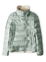 FTLZZ-Manteau en duvet de canard pour femme, col montant, simple boutonnage, vêtements d'extérieur à bout croisé, veste décontractée, monochrome, léger, hiver, 90%