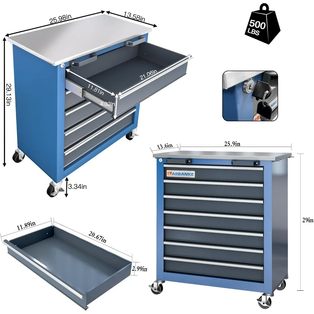 Combination Tool Chest with Lock,5-Drawer/7-Drawer/2 Door Tool Cabinet can be Interconnected,Rolling Tool Chest with Wheels