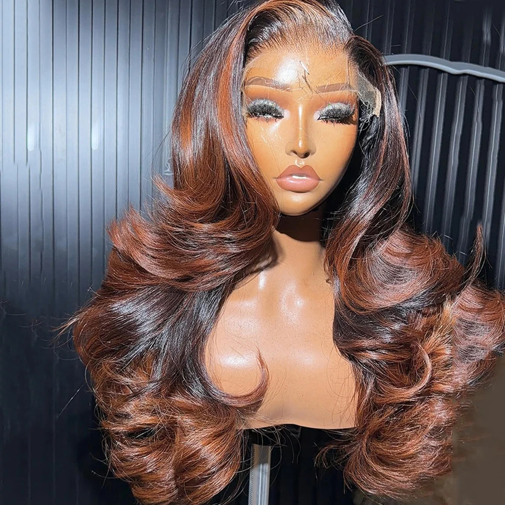 Парик из натуральных волос Ombre Rose Brown 13x6 13x4 HD с HD-кружевной передней частью для женщин темными корнями парик кружевной застежкой 5x5 предварительно выщипанный эффектом Body Wave без клея