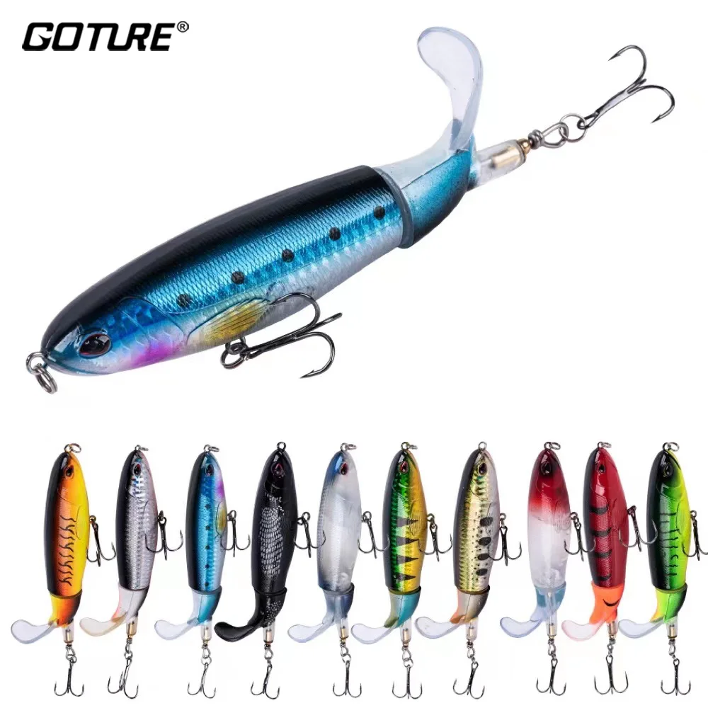 

Goture 1PCS Whopper Popper Bait 10cm/11cm/14cm Fishing Lure Artificial Bait Hard Soft Rotating Tail Fishing Tackle Geer Pesca