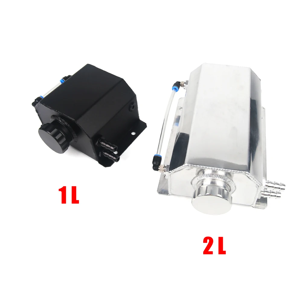 Universal 1L/2L Aluminum Oil Catch Can Reservoir Tank Engine Coolant Radiator Overflow Oil Fuel Tank With Drain Plug Breather