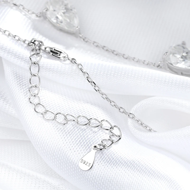 Smyoue 그라디언트 Moissanite 목걸이 여성용 3 보석 배 컷 인증 럭셔리 펜던... - 3