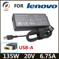Cargador USB para ordenador portátil, adaptador de CA de 20V, 6,75a, 135W, para Lenovo YOGA720-15, T540p, T440p, Y50-70, G5005, Y520, Y7000, Y700-14, W550