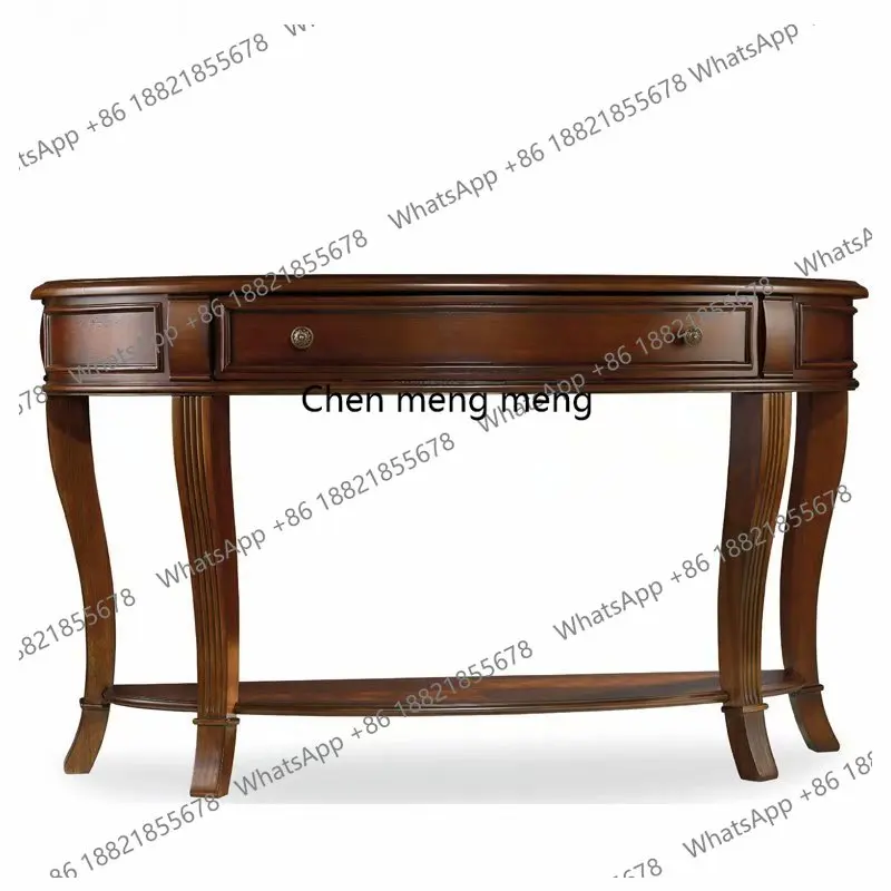 

Solid wood entrance table American country oak retro old semi-circular entrance foyer decoration table