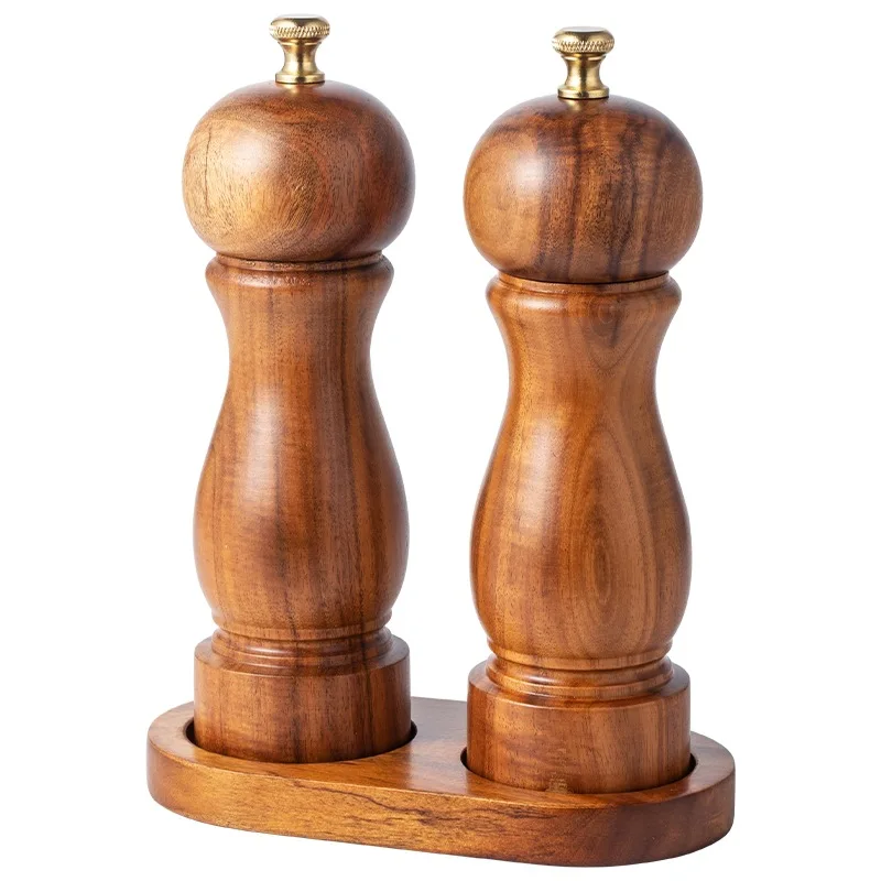 Manual Acacia Wood Pepper Grinder Sets Solid Wood Pepper Grinder Black Pepper Rose Salt Grinder Bottle Western Seasoning Bottle
