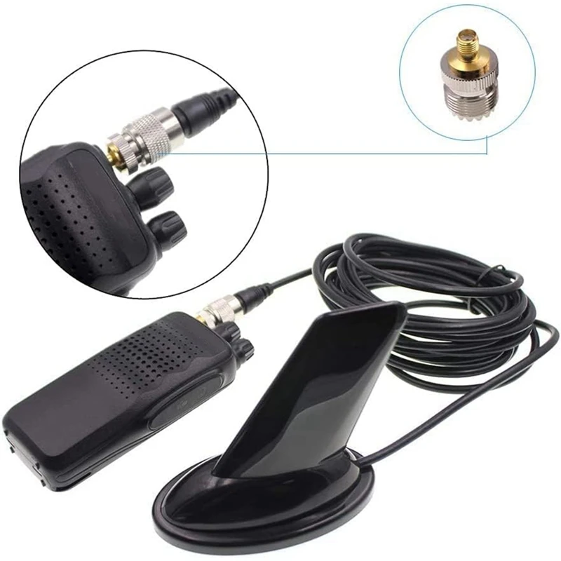 1Set Dual Band Mobile Radio Antenna Shark Fin Style Antenna 136-174 Mhz And 400-470Mhz Antenna With 4 Adapters