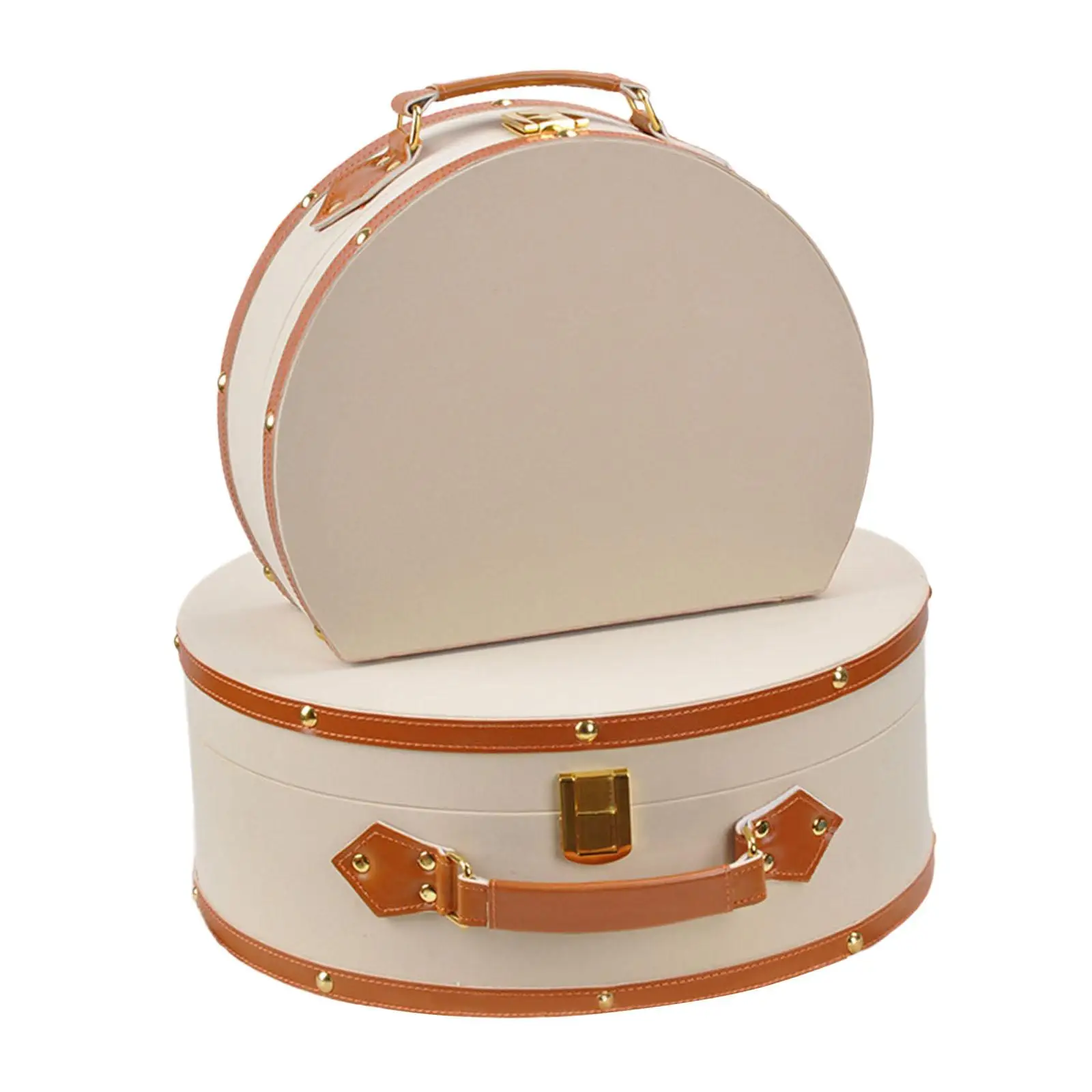 2x Luggage with Handle Scrapbook Storage Box Ornament Locking Cosmetic Case