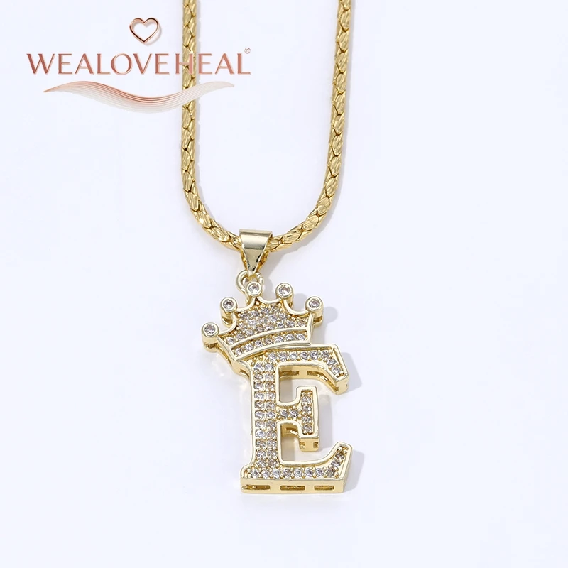18K Vergoldete A-Z Kronen-Initial-Halskette, Iced Out CZ 26 Buchstaben-Anhänger-Kette, Personalisierter Hip-Hop-Schmuck Geschenk für Ihn und Sie – Detail 23