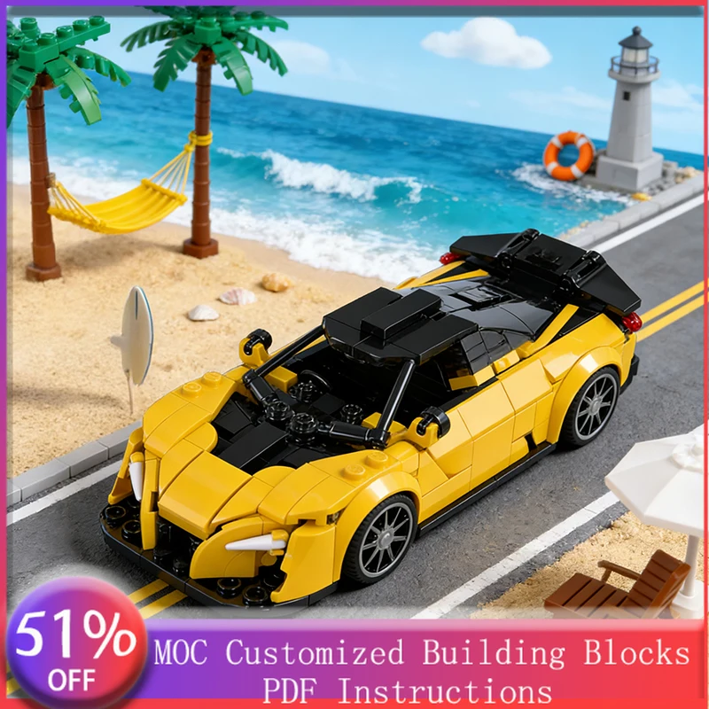 

337 PCS Racing Car Yellow Super MOC Customize Modular Building Block Educational Kids Technology Brick DIY Festival Toy Gift