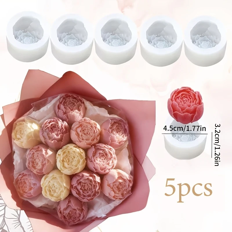5A Rosen-Silikonform |   Wiederverwendbare Silikonform, geeignet für Kerzen, Seife, Harz- und Tonprojekte – Exquisite Blütenblätter, Filamente und mehr.
