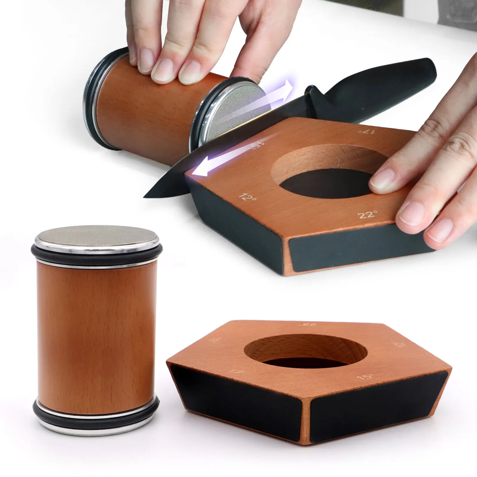 

Точилка для ножей с вращением, алмазный инструмент для заточки ножей, вращающийся точильный инструмент для ножей с магнитной основой на 5 углов для кухонных ножей