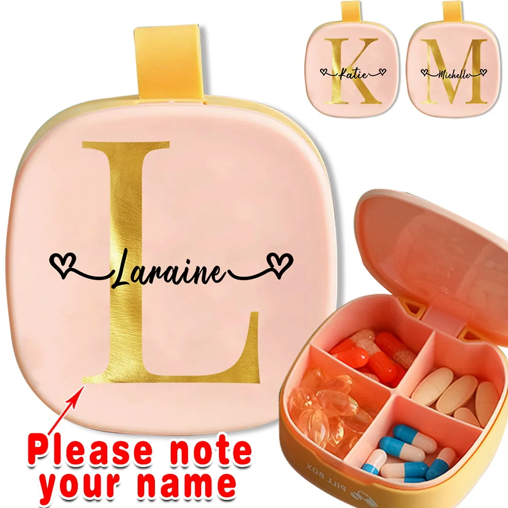 

Customized Name Travel Pill Box Medicine Organizer Case Waterproof Storage Drug Holder Portable for Pocket Purse Personalized