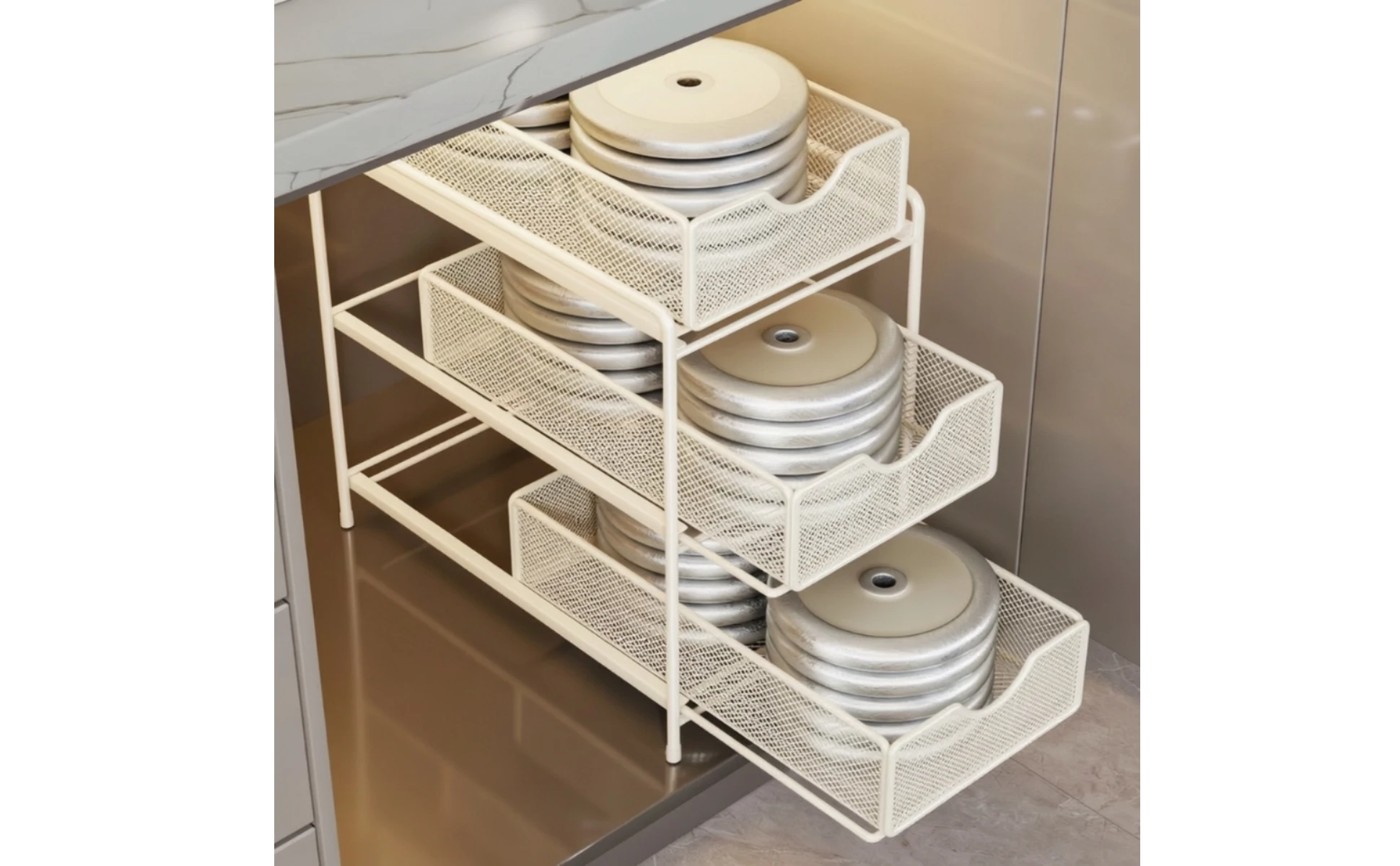 Under-Sink Storage Rack Space-Saving Under-Sink Organizer Organizer with Pull-out Baskets Heavy Duty for Bathroom, Laundry Room
