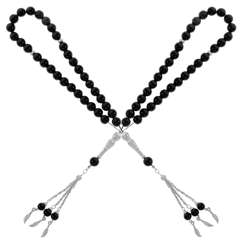 

2Pcs Agate Prayer Beads Bracelet for Muslim Men Women Rosary Beaded Wrist Chain Spiritual Meditation Accessory Handmade