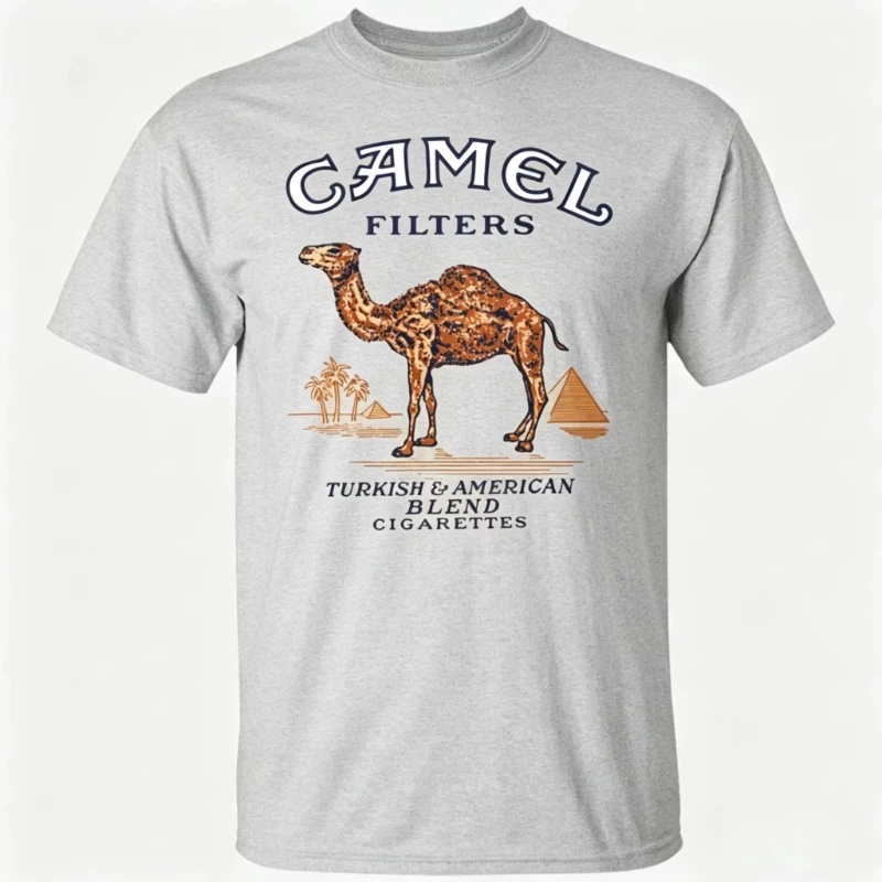 2026 Camel Cigarette Pyramid Classic Graphics Baumwoll-T-Shirt, 2026 Neuer Amerikanischer Stil Tough Guy Herren Mode Streetwear Shirt – Detail 7