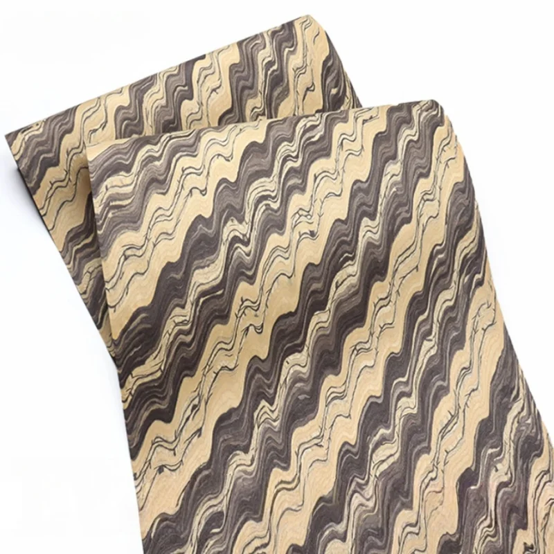 L:250*58cm Marble Wave Ink Painting Wood Veneer for Artistic Feature Wall Interior Design Furniture Cabinet Decor Panels Veneer
