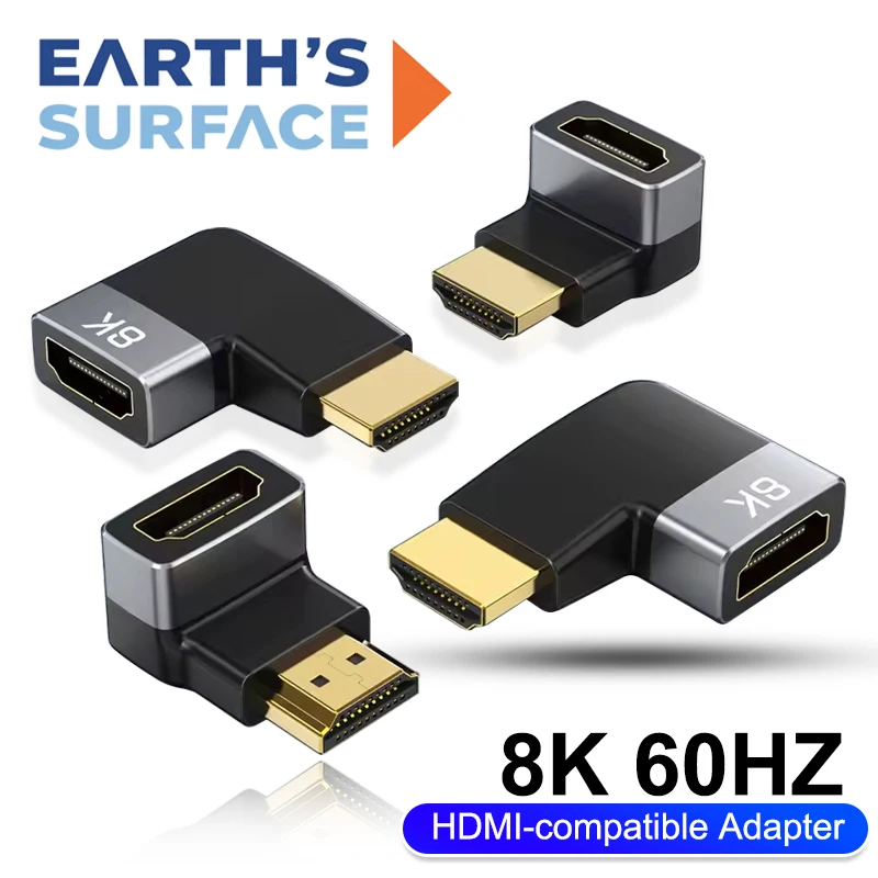 HDMI-compatible 2.1 Adapter Male to Female Connector HDTV to HDTV Elbow Straight Converter 8K@60HZ 4K@120HZ for PC TV PS5 Laptop