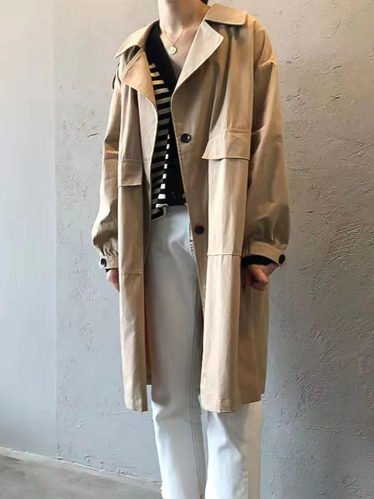 High Quality Pure Cotton Coat Female Spring Korean Loose Trench 2023 Fashion Trend Women Medium Length Trench Coat Female