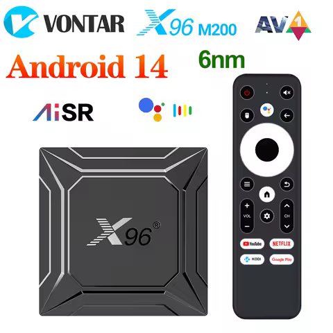 X96 M200 TV Box Android14 Amlogic S905X5M(S905A)6nm CPU Quad Core ARM Cortex A55 Build in AI-SR Support AV1 4K HD 1000M LAN WIFI