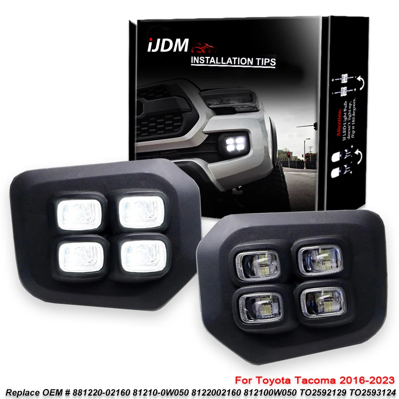 

Светодиодные дневные ходовые огни iJDM Switchback для Toyota Tacoma, белый/янтарный светодиодный противотуманный светильник, замена рамки с функциями указателей поворота DRL