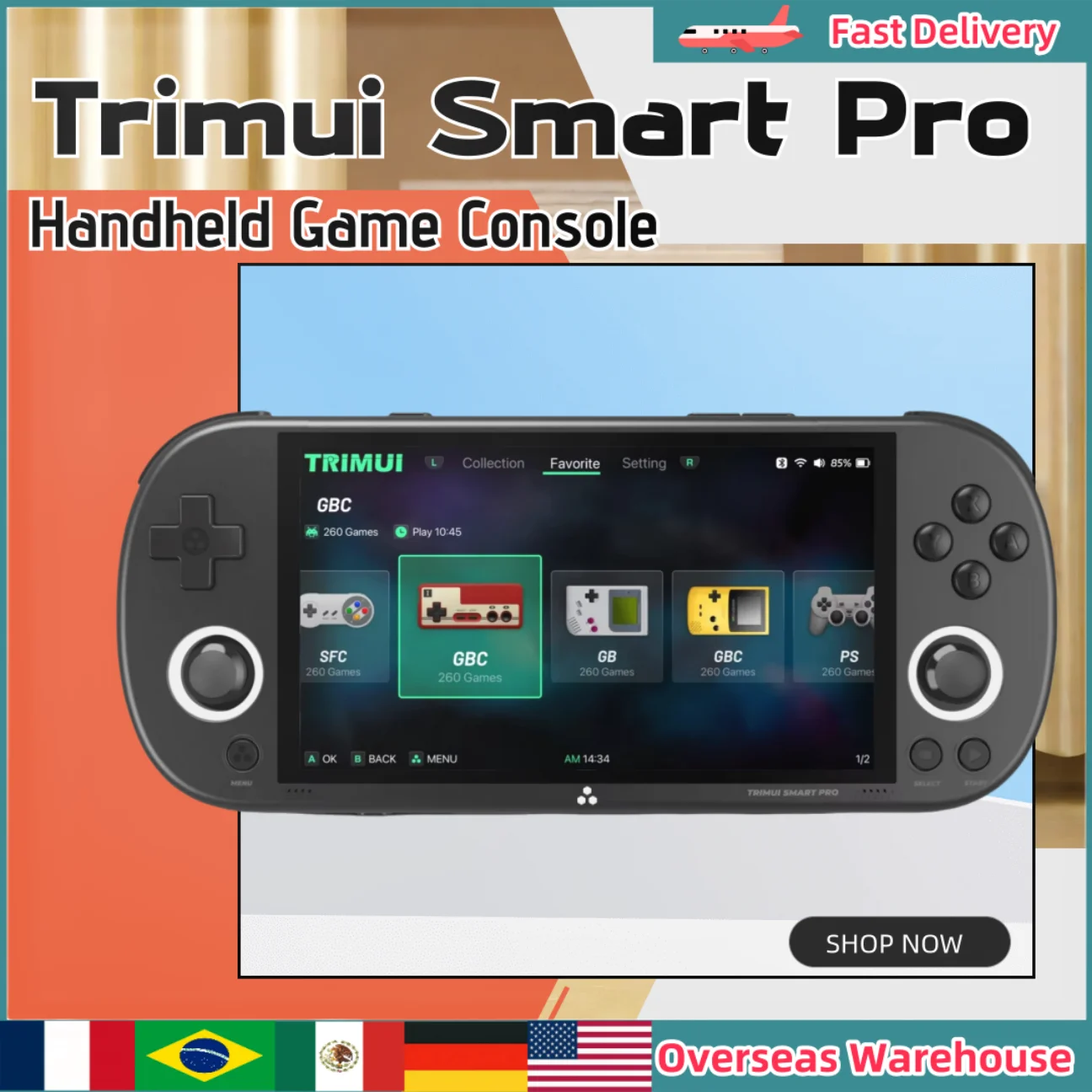 Trimui Smart Pro Handheld Game Console 4.96''IPS Screen RGB Lighting Linux System Joystick Retro Video Game Consoles Gi Smartpro