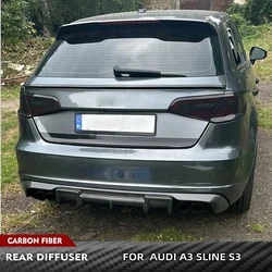 Car Rear Bumper Diffuser for Audi A3 Sline S3 8V Hatchback 2014-2016 Not for A3 Standard Carbon Fiber Car Rear Diffuser Spoiler