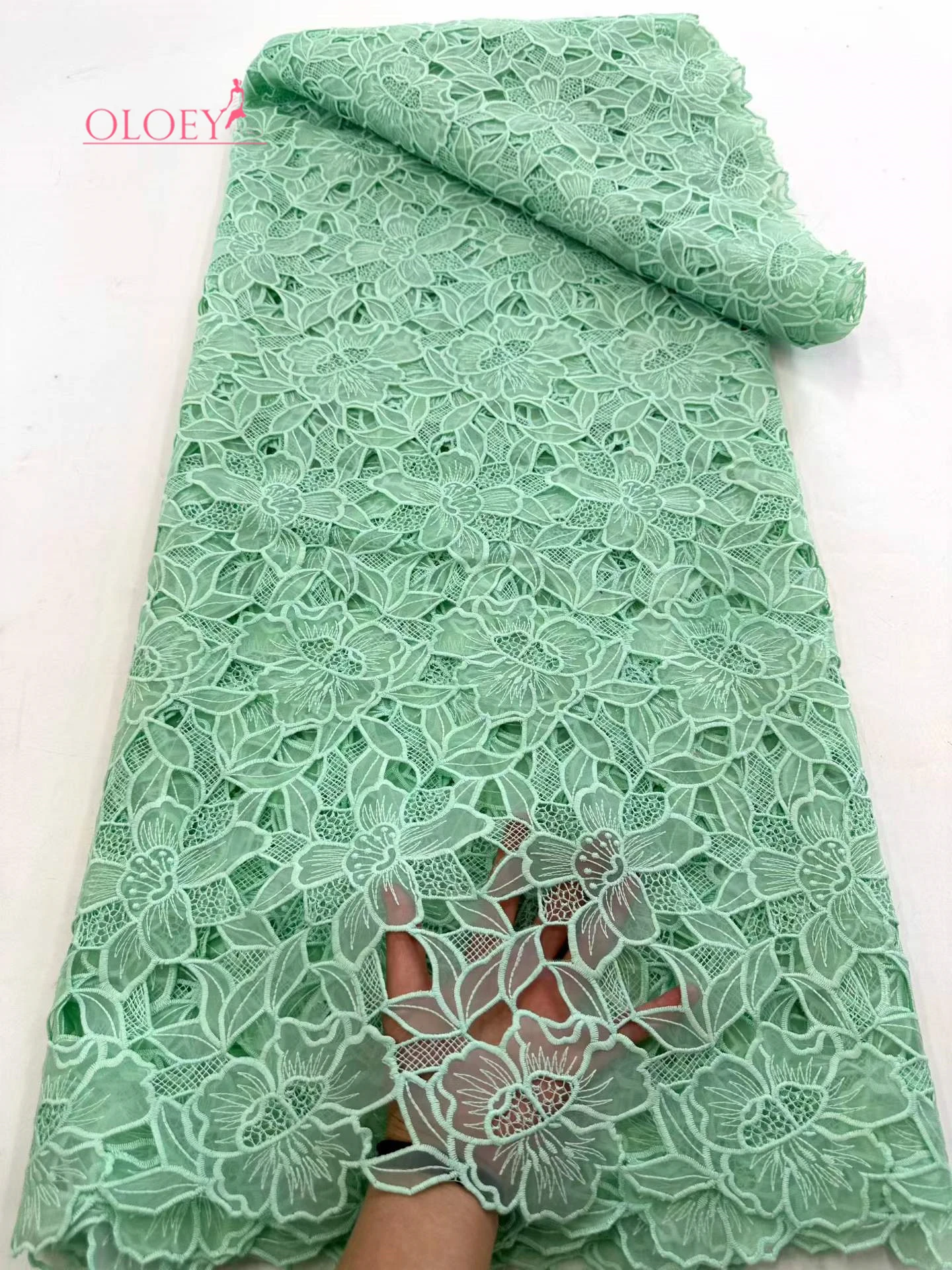 

OLOEY African Guipure Cord Lace Fabric Nigerian Water Soluble High Quality Latest Party Dress Sewing Material