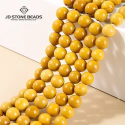 Natural Yellow Mookiate Stone Beads For Jewelry Making 6 8 10mm Smooth Round Loose Spacer Beads DIY Bracelet Charms Accessories