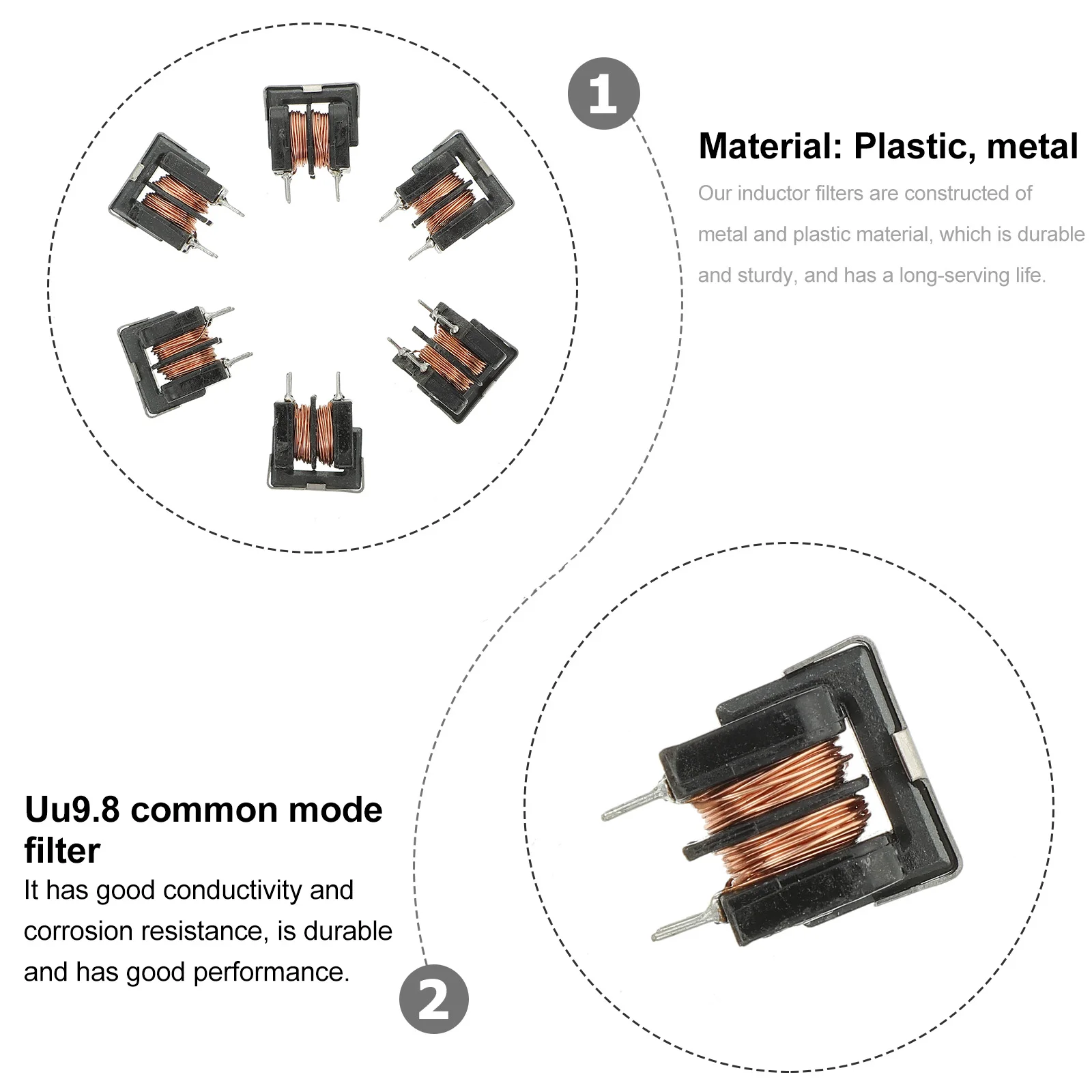 

10pcs Common Mode Inductor Filter Uu9.8 High Current Low Magnetic Leakage 7X8Mm 5Mh Wide Inductance Range For Electronics