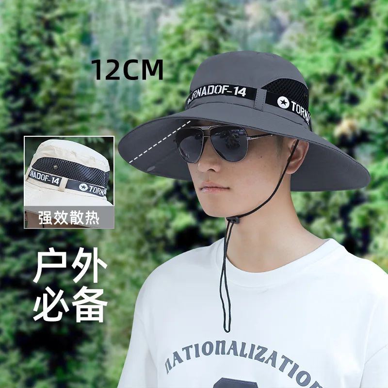 

Hot Selling Men Summer Outdoor Sun Hat Fishing Cap anti-ultraviolet Solid Colour Fisherman Outdoor Work Petten Voor Mannen M4