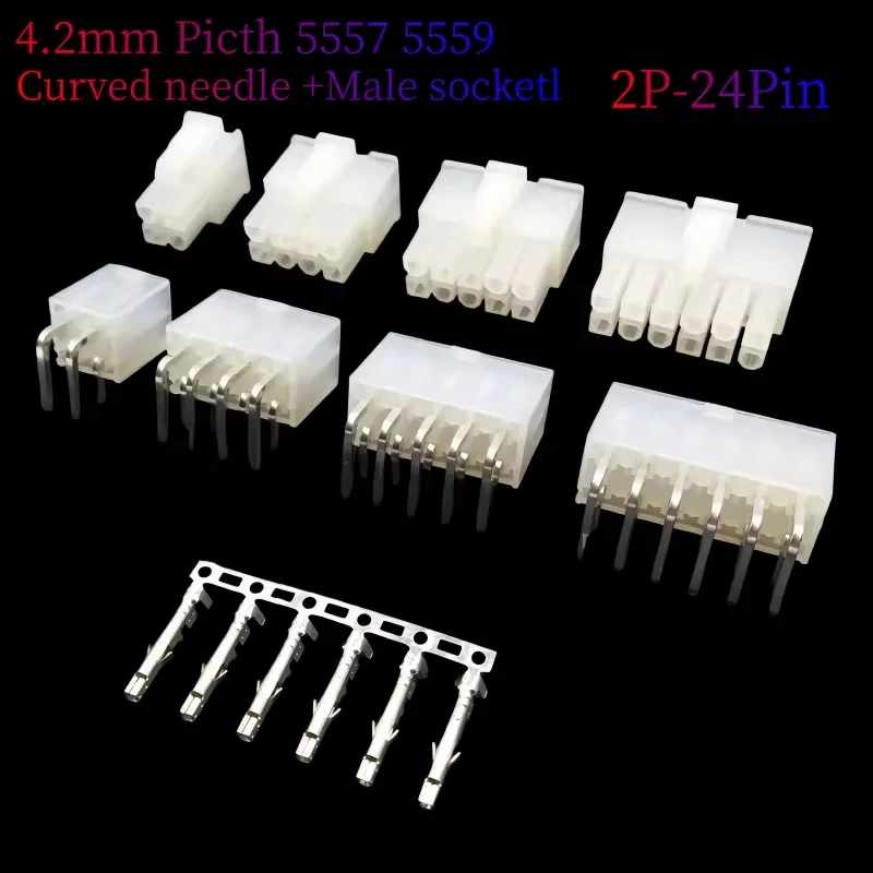 5Sets Molex Automotive Wire Connectors 5557/5569 Series 2P/4P/8P/10P/12P-24P Male Female Socket 4.2mm Plug for Electrical Wiring