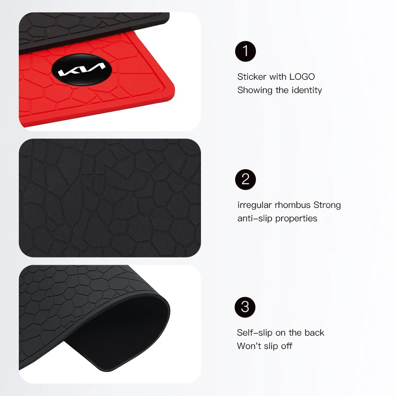 لوحة سيارة تخزين مكافحة زلة وسادة مخزن الهاتف العناصر حصيرة لكيا K9 سبورتاج نيرو K5 كرنفال EV6 EV9 EV3 K8 ستينغر فورتي Ceed #6