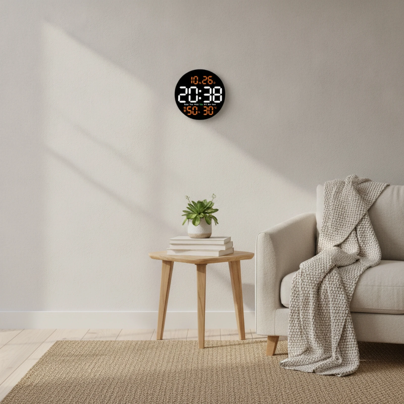 Digital Wall Clock with Temperature Easy to Read Electronic Wall Clock with Calendar Minimalist Oversized for Living Room