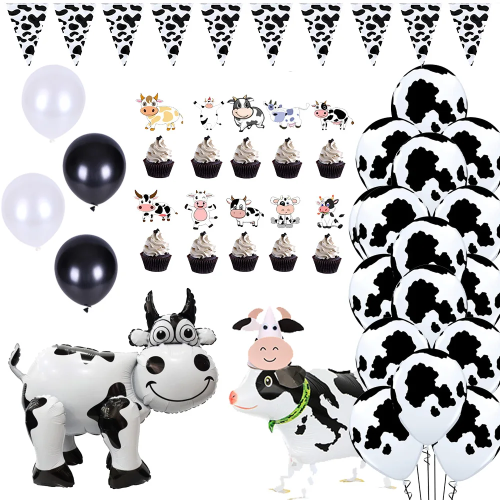 62*54cm 4D Smiling Standing Cow Balloon Farm Animals Balloon Decoration Banner Birth Hat For Farm Themed Birthday Party Supplies