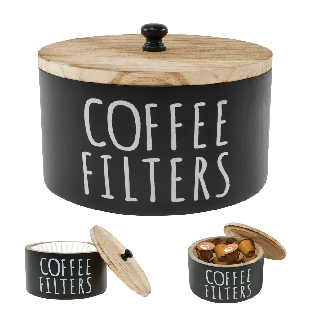 Holz Kaffee Filter Papier Lagerung jar halten 50 stücke Filter Papier Kaffee pods Lagerung Container küche Kaffee bar veranstalter