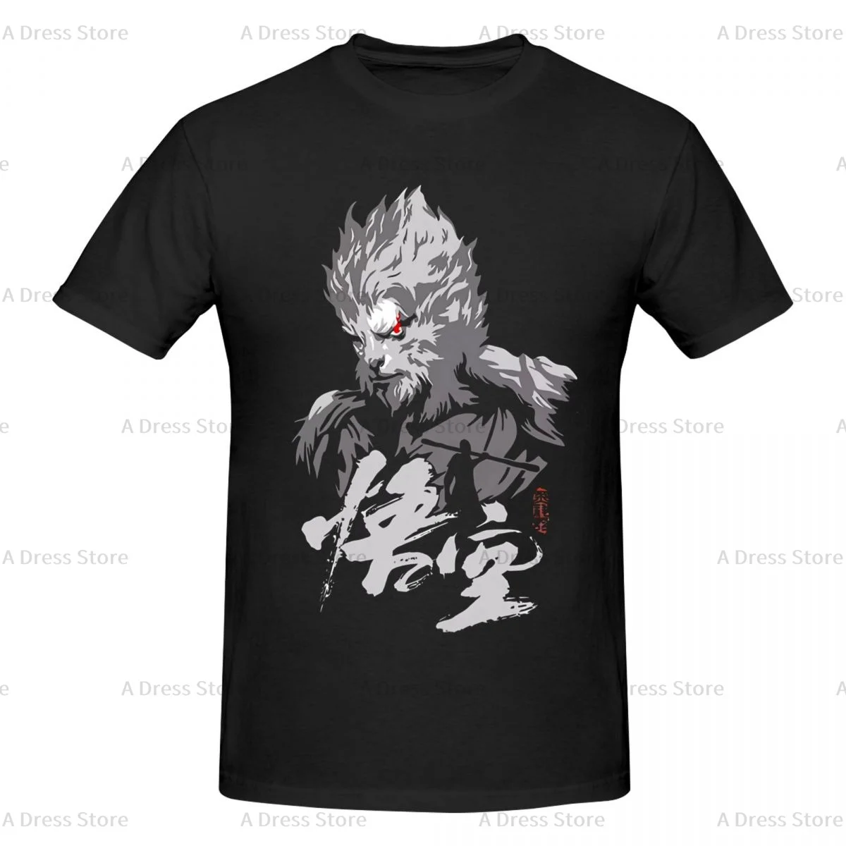 Black Myth Wukong Men's round neck Oversized T-shirt,Men's summer Vintage Casual Cotton Tee Shirt Gift