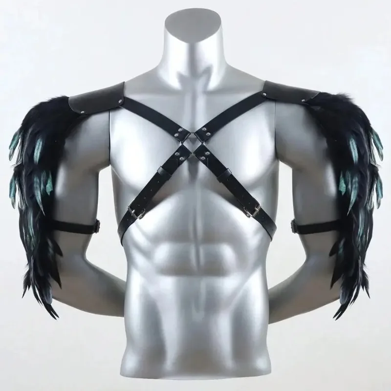 1PCS Gothic Stil Feder Cape Für Männer Schulter Rüstung-Förmigen Party Leistung Zubehör