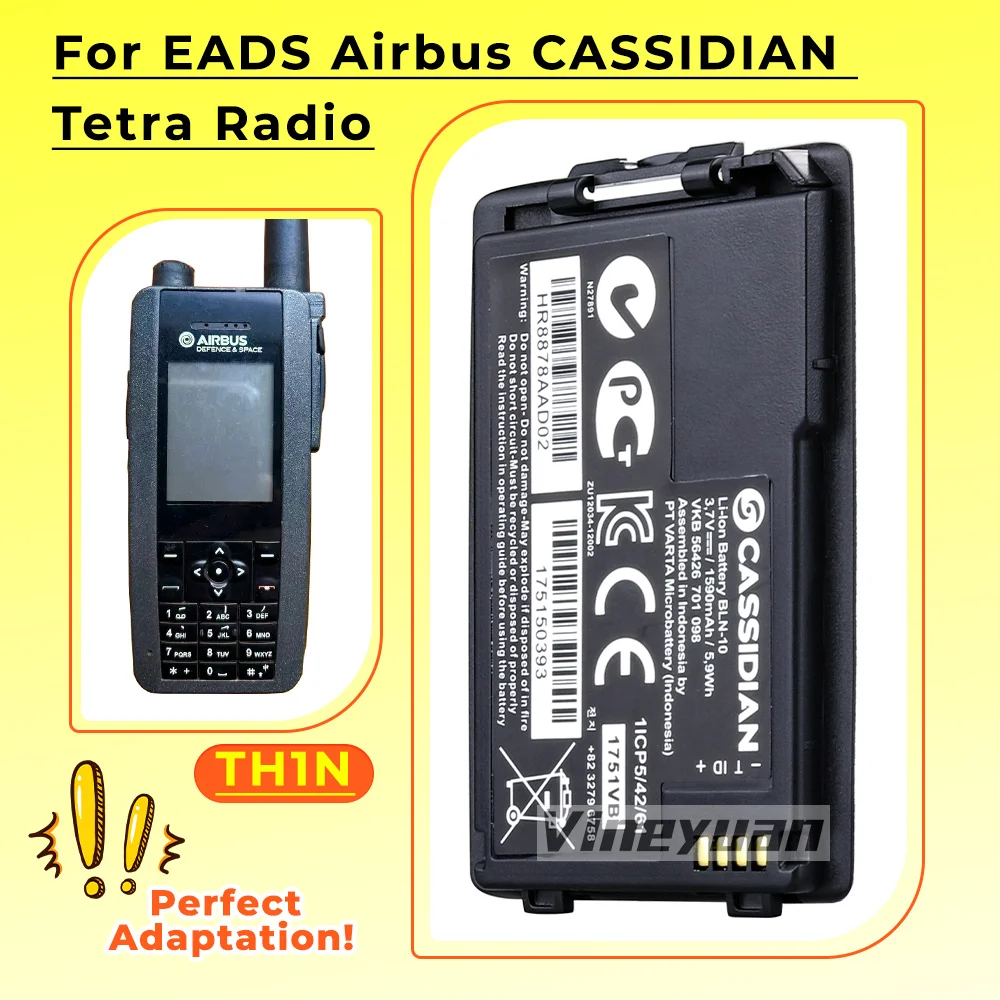 NOVO 2026 Bateria Recarregável de Íons de Lítio 3.7V 1590mAh 5.9Wh BLN-10 (BLN-11) para Rádio Tetra EADS Airbus CASSIDIAN TH1N